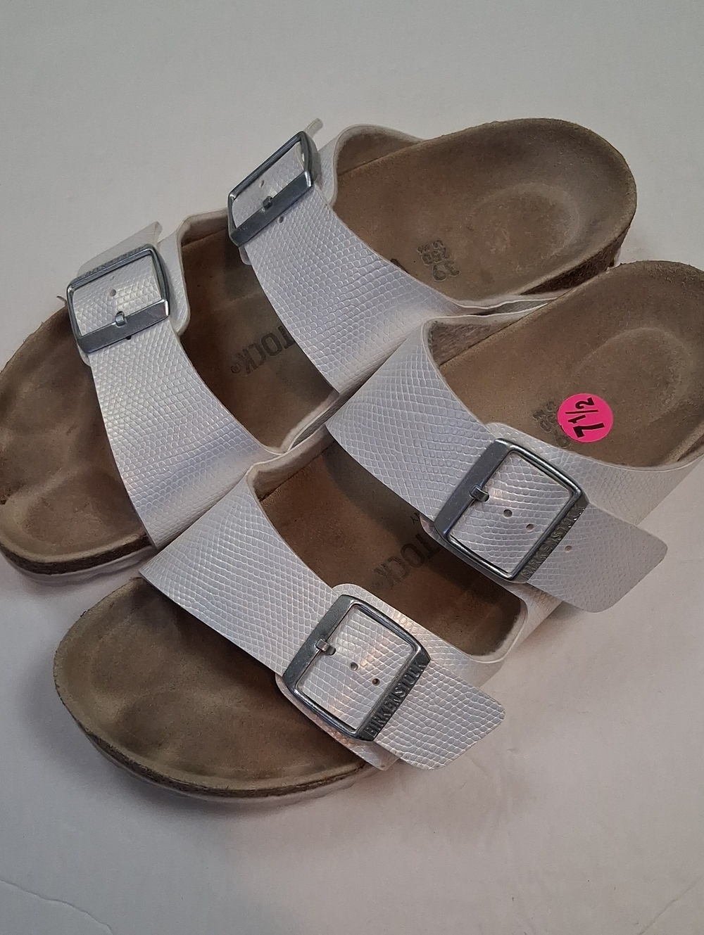 Birkenstock Arizona White Two-Buckle Slide Sandals Size 7.5